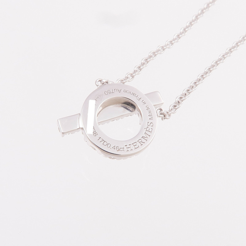 HERMES 18K白金Finesse Pendant鑽石項鍊-6