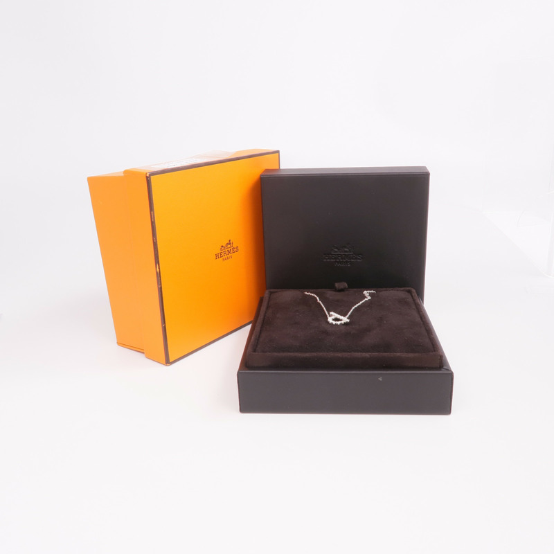 HERMES 18K白金Finesse Pendant鑽石項鍊-7