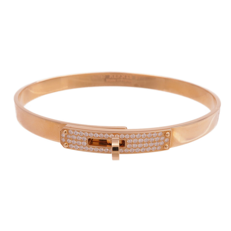 HERMES 18K玫瑰金Kelly Diamond Bracelet鑽石手鐲-0