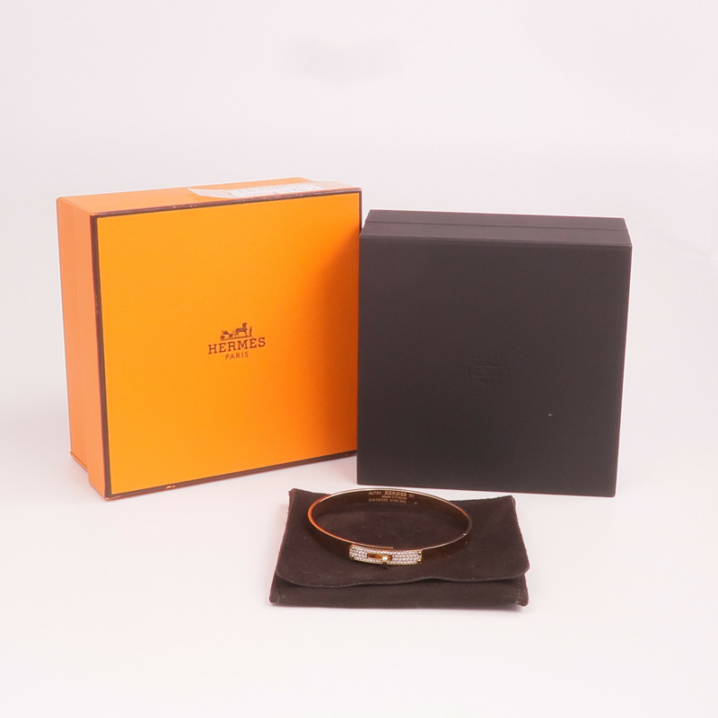 HERMES 18K玫瑰金Kelly Diamond Bracelet鑽石手鐲-9