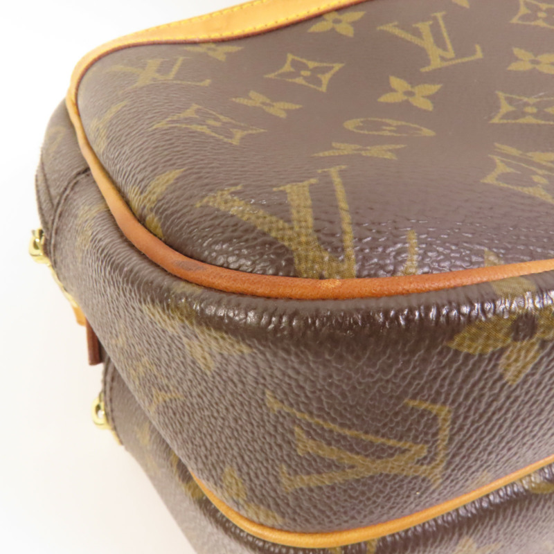 LOUIS VUITTON Monogram Reporter PM金扣肩背袋棕色-10