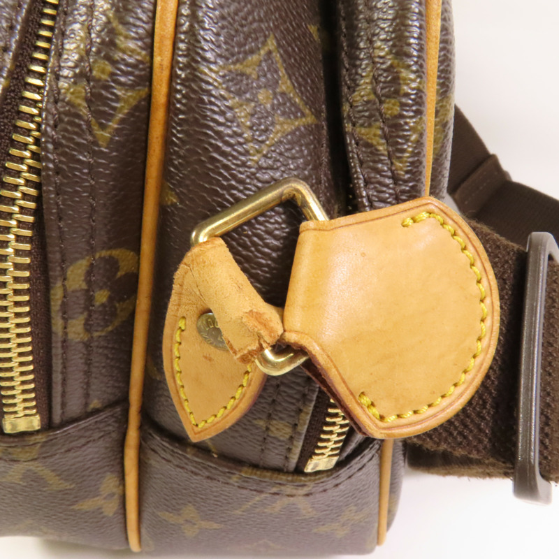 LOUIS VUITTON Monogram Reporter PM金扣肩背袋棕色-15