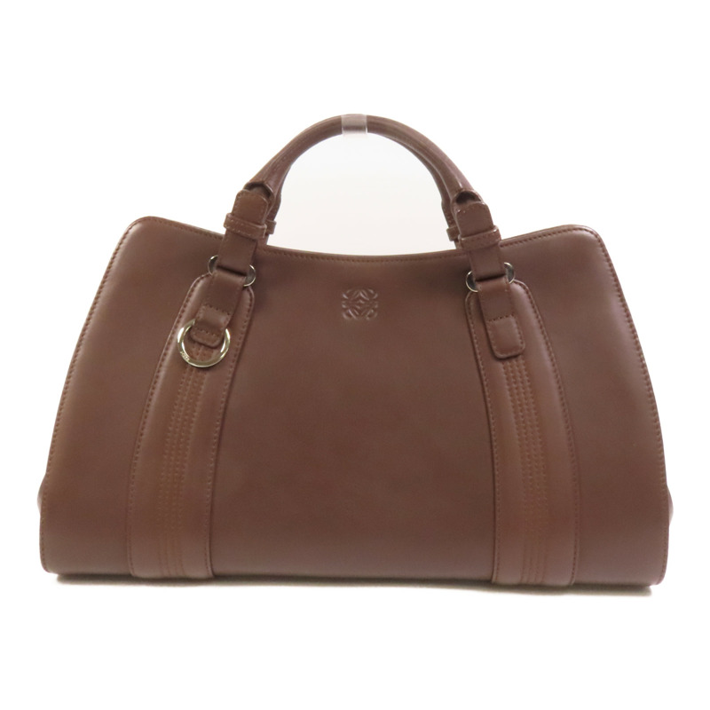 LOEWE 牛皮皮革Handbag銀扣手挽袋-0