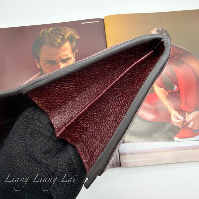 GUCCI 古馳 經典GG Zuni 荔枝紋牛皮酒紅色扣式長夾-15