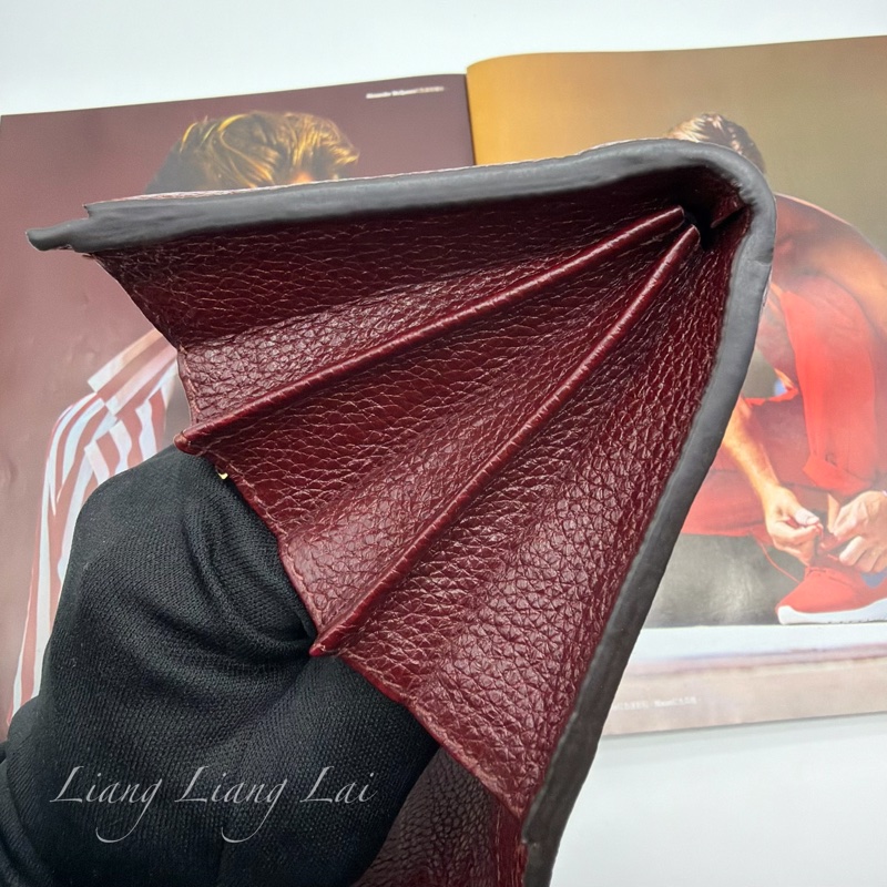 GUCCI 古馳 經典GG Zuni 荔枝紋牛皮酒紅色扣式長夾-16