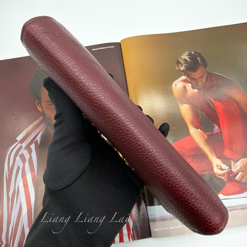 GUCCI 古馳 經典GG Zuni 荔枝紋牛皮酒紅色扣式長夾-20