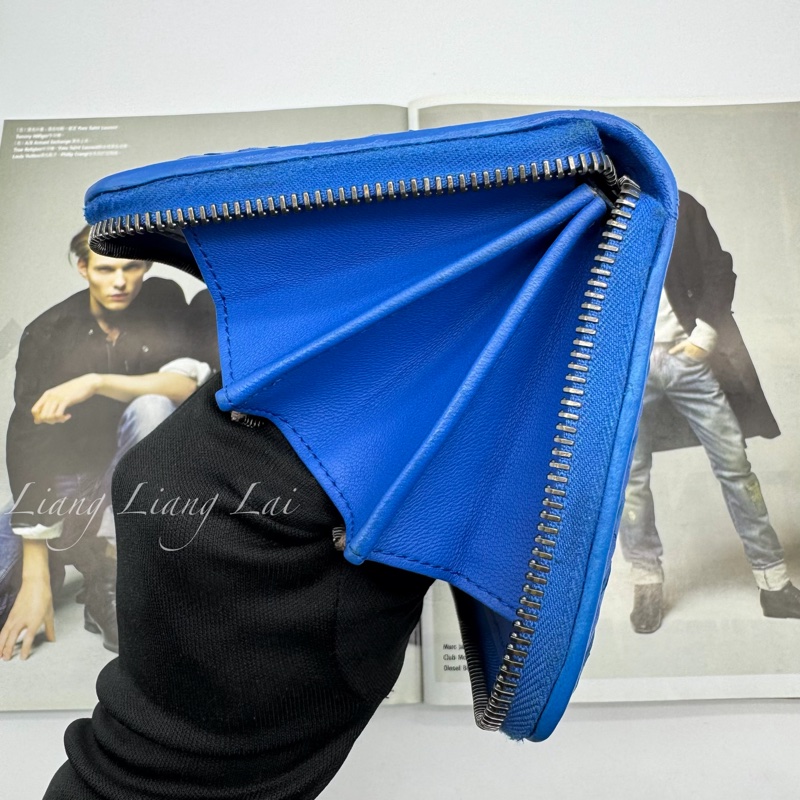 BOTTEGA VENETA BV經典小羊皮編織寶藍色拉鏈長夾-11