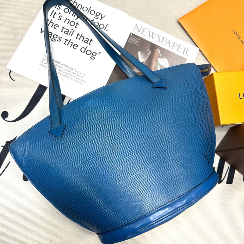 「特價優惠 」Louis Vuitton 路易威登LV Epi水波紋藍色托特包 手提 側背 中古 vintage-2