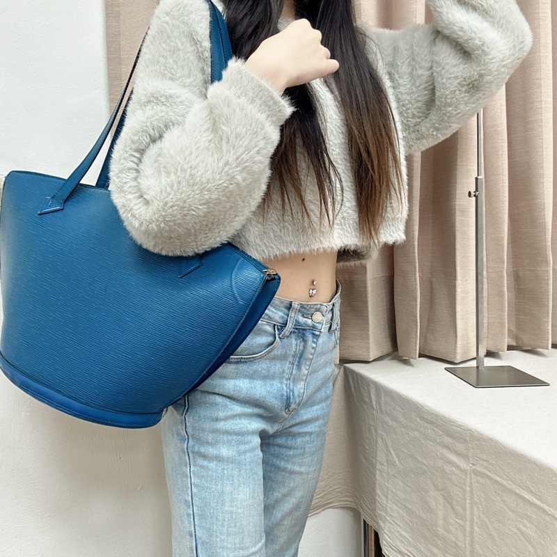 「特價優惠 」Louis Vuitton 路易威登LV Epi水波紋藍色托特包 手提 側背 中古 vintage-3