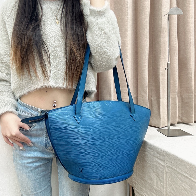 「特價優惠 」Louis Vuitton 路易威登LV Epi水波紋藍色托特包 手提 側背 中古 vintage-4