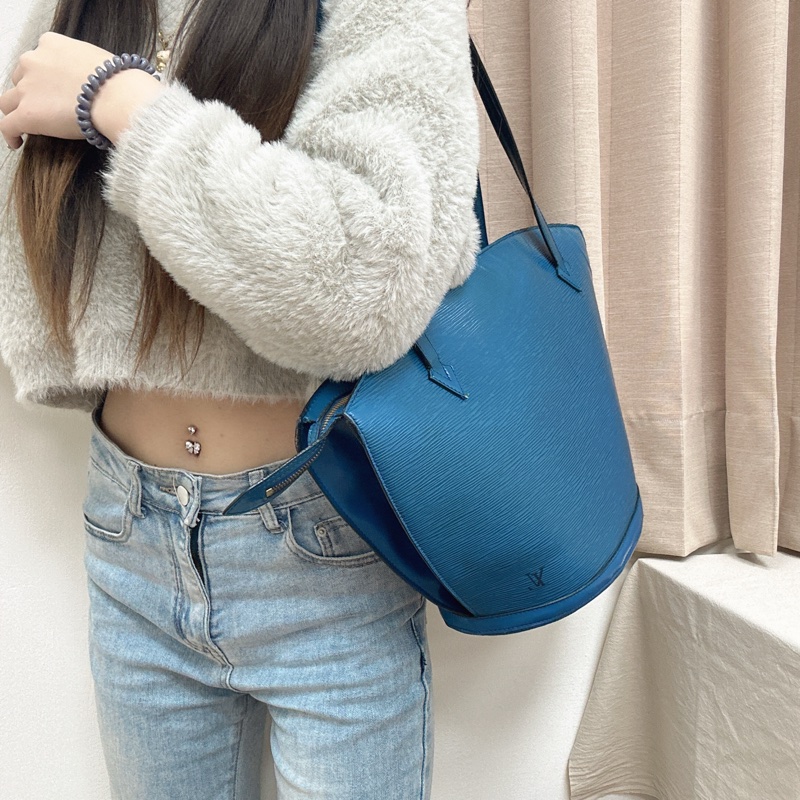 「特價優惠 」Louis Vuitton 路易威登LV Epi水波紋藍色托特包 手提 側背 中古 vintage-5
