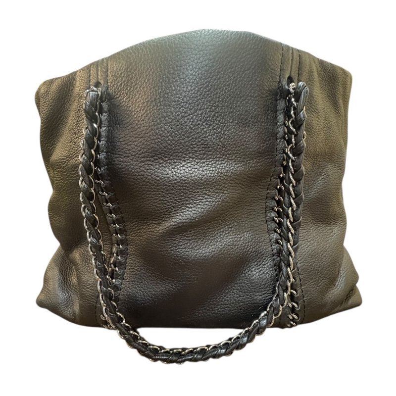 【美收精品】CHANEL黑色牛皮黑練肩背包 4-860-1