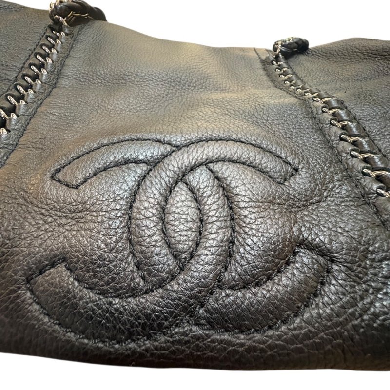 【美收精品】CHANEL黑色牛皮黑練肩背包 4-860-9