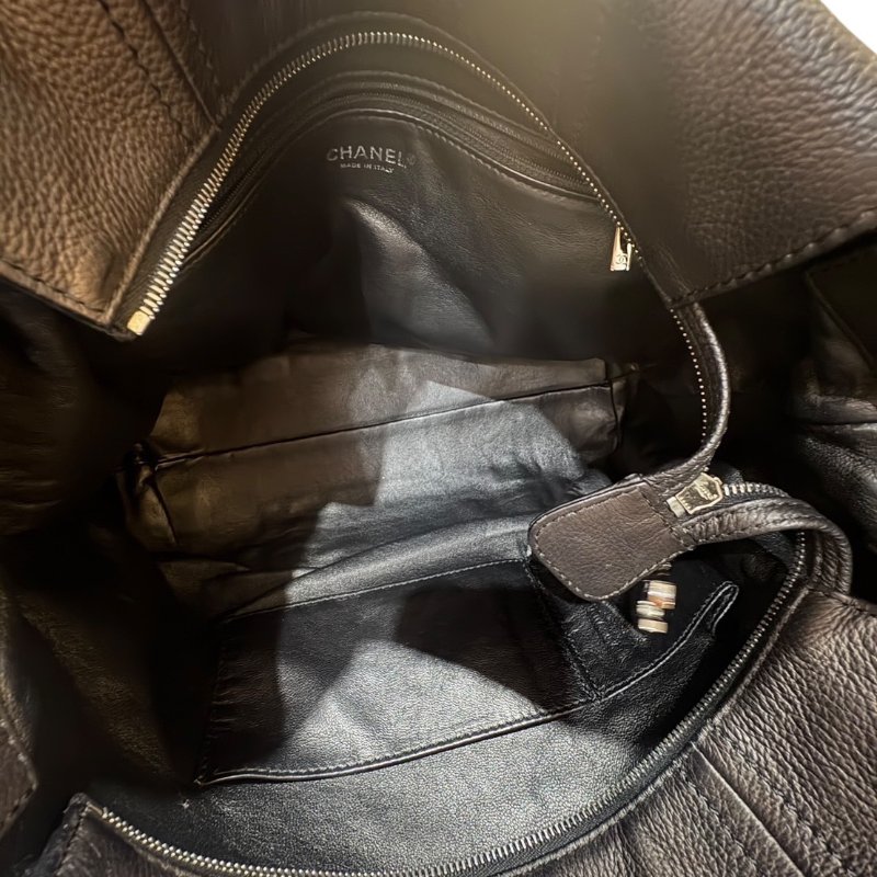 【美收精品】CHANEL黑色牛皮黑練肩背包 4-860-15