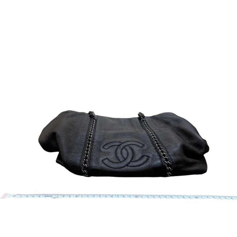 【美收精品】CHANEL黑色牛皮黑練肩背包 4-860-22