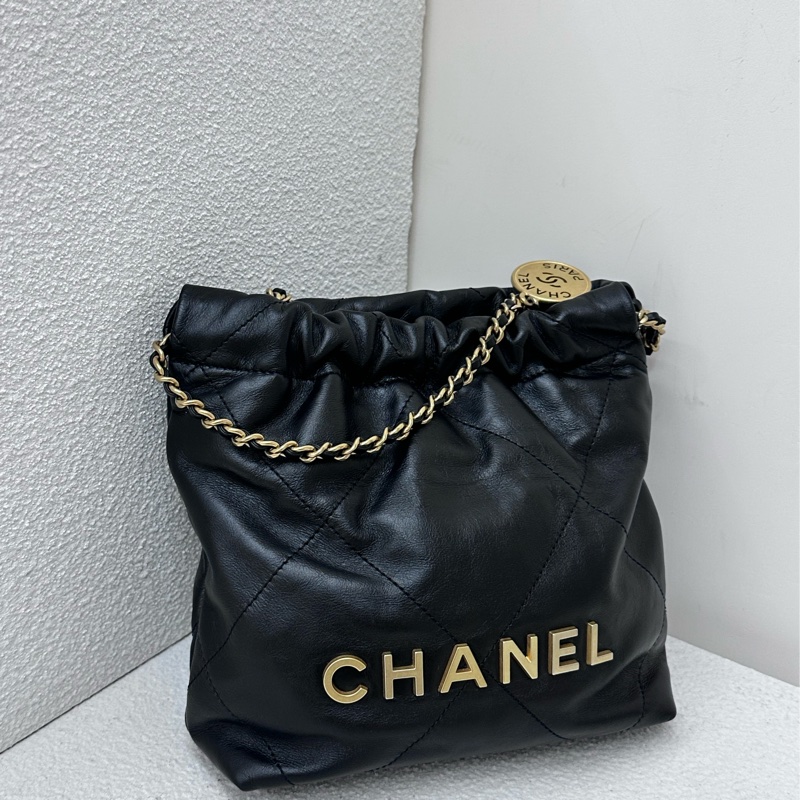 【99新】Chanel 22包 迷你 mini 黑金 單肩包-0