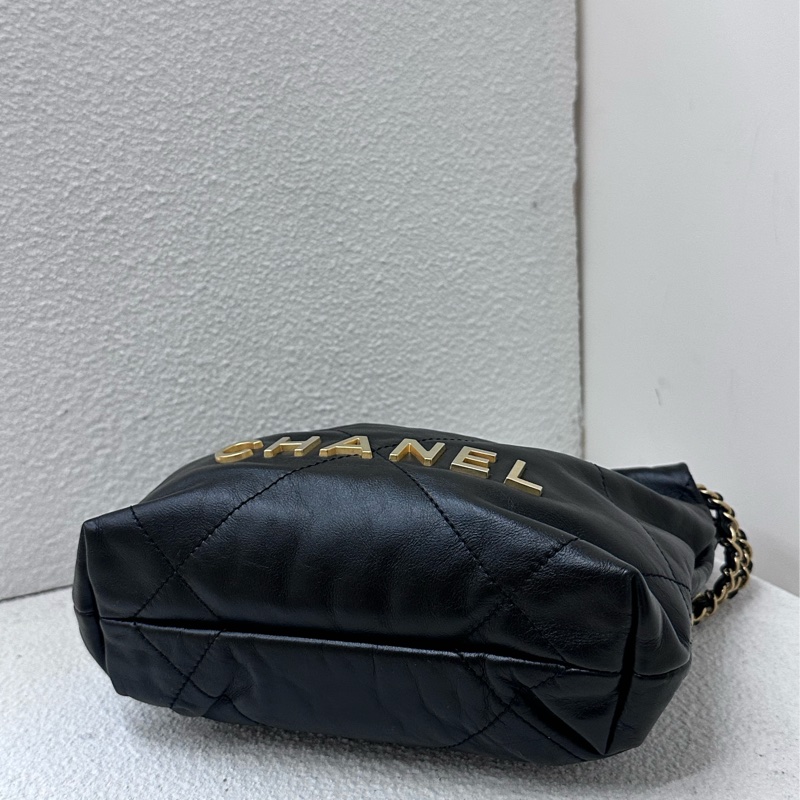 【99新】Chanel 22包 迷你 mini 黑金 單肩包-3