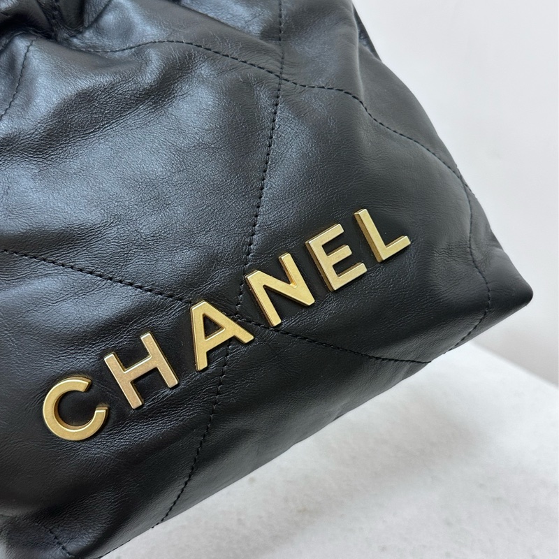 【99新】Chanel 22包 迷你 mini 黑金 單肩包-5