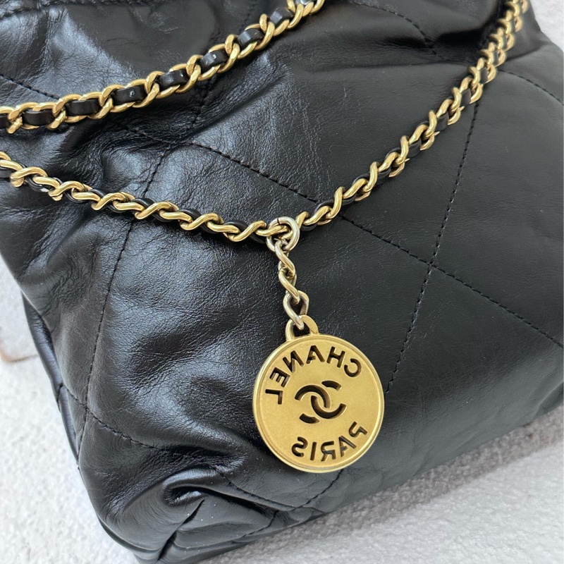 【99新】Chanel 22包 迷你 mini 黑金 單肩包-6