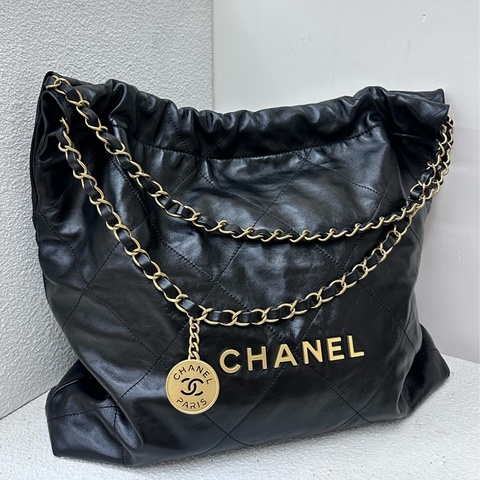 【99新】Chanel 22包 中號 Medium黑金 單肩包