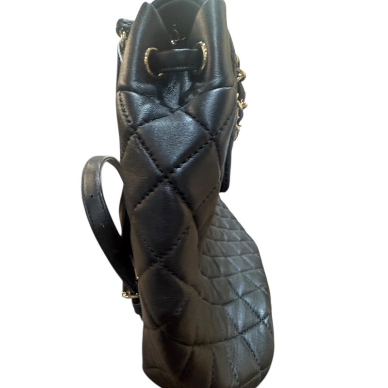 【美收精品】CHANEL黑色羊皮菱格紋後背包 4-579-3