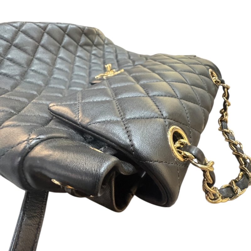 【美收精品】CHANEL黑色羊皮菱格紋後背包 4-579-6