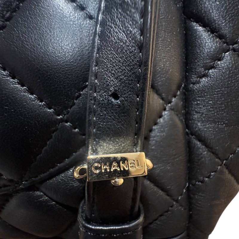 【美收精品】CHANEL黑色羊皮菱格紋後背包 4-579-9
