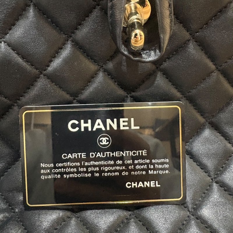 【美收精品】CHANEL黑色羊皮菱格紋後背包 4-579-12