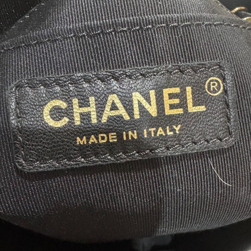 【美收精品】CHANEL黑色羊皮菱格紋後背包 4-579-14