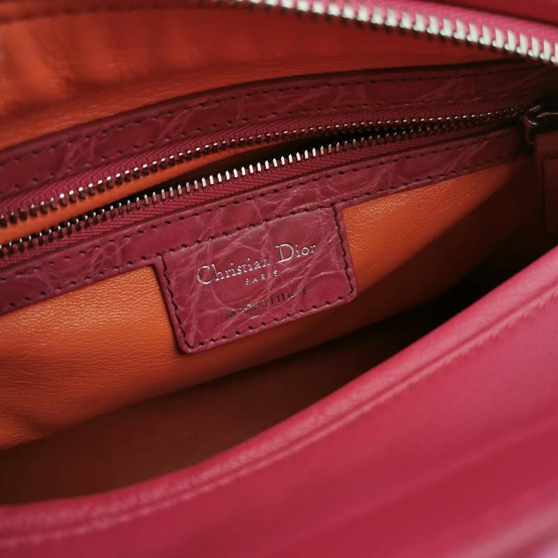 Dior Lady Dior戴妃包中號拼色字母Logo吊飾單肩包-7