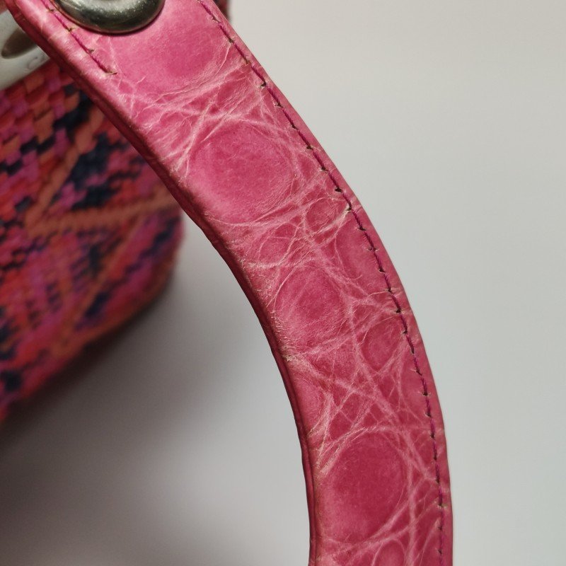 Dior Lady Dior戴妃包中號拼色字母Logo吊飾單肩包-19