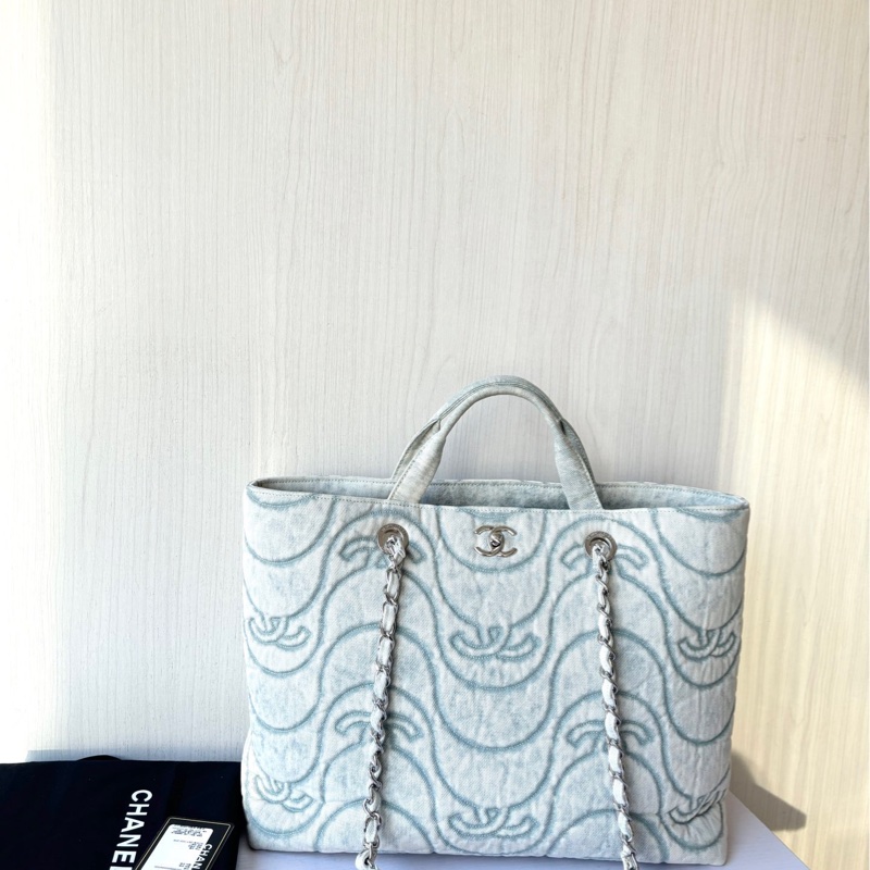 【99新】 Chanel 21P海浪系列 牛仔手提單肩Tote-0