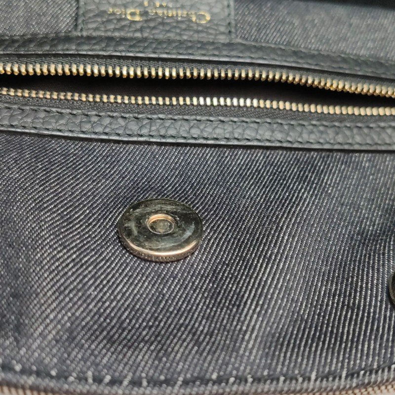 Dior D-Light帆布拼色徽章貼飾字母Logo吊飾單肩包-10