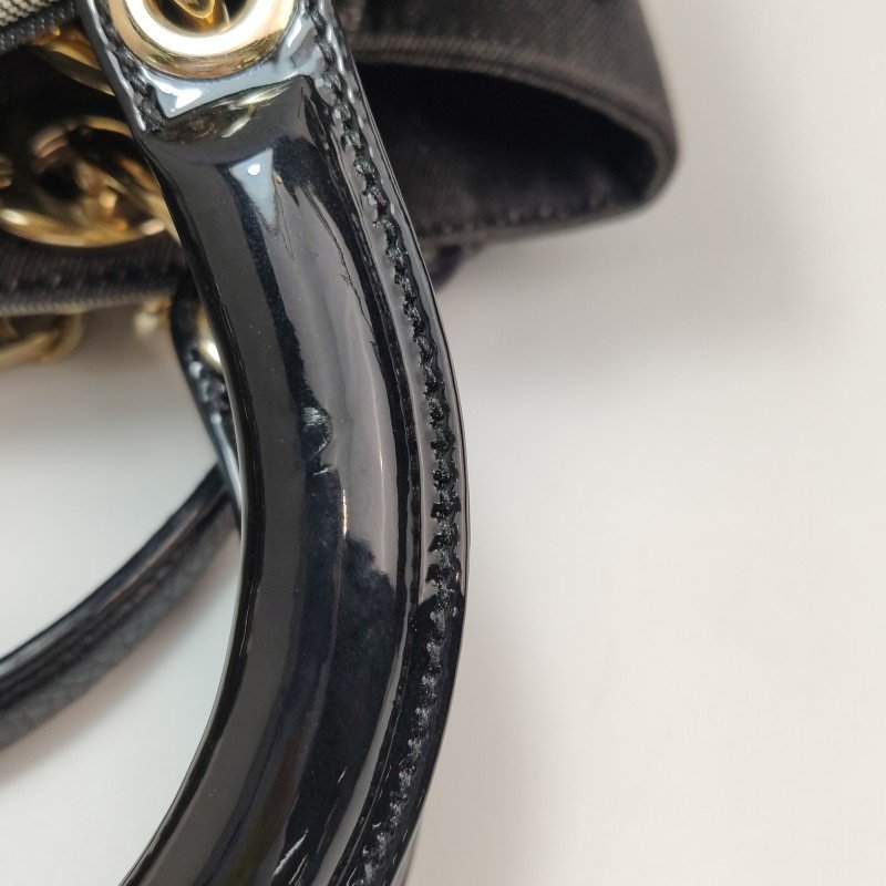 Dior D-Light帆布拼色徽章貼飾字母Logo吊飾單肩包-18