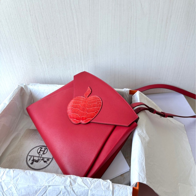 【98新】 Hermes Tutti-frutti鰐魚紅蘋果斜挎 X刻-3