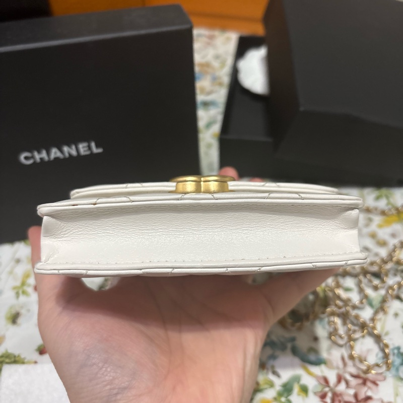 香奈兒雙金珠小包 香奈兒白色 雙金球-1