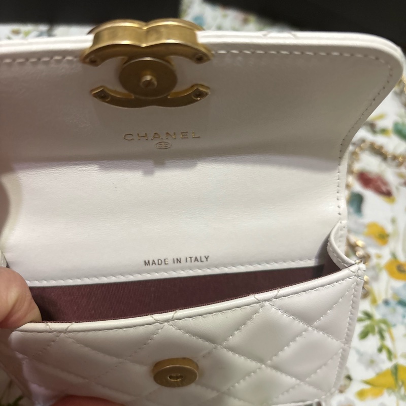 香奈兒雙金珠小包 香奈兒白色 雙金球-5