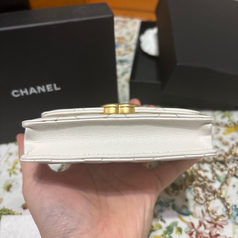 香奈兒雙金珠小包 香奈兒白色 雙金球-8