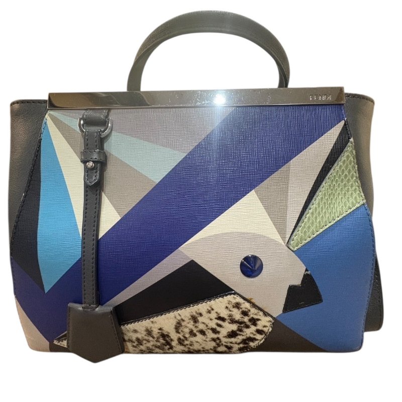 【美收精品】FENDI灰藍綠色肩背包 4-749-0