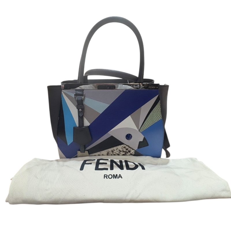 【美收精品】FENDI灰藍綠色肩背包 4-749-18