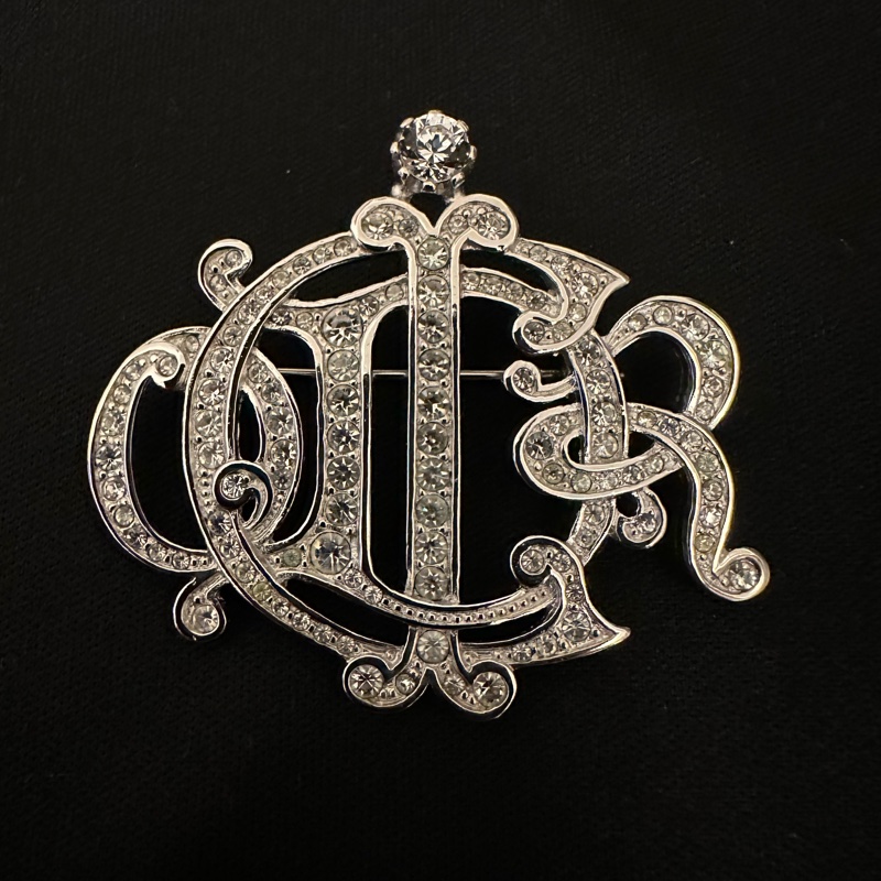 Christian Dior 中古舊標誌南瓜車水鑽胸針-0