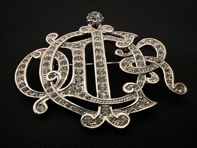 Christian Dior 中古舊標誌南瓜車水鑽胸針-4