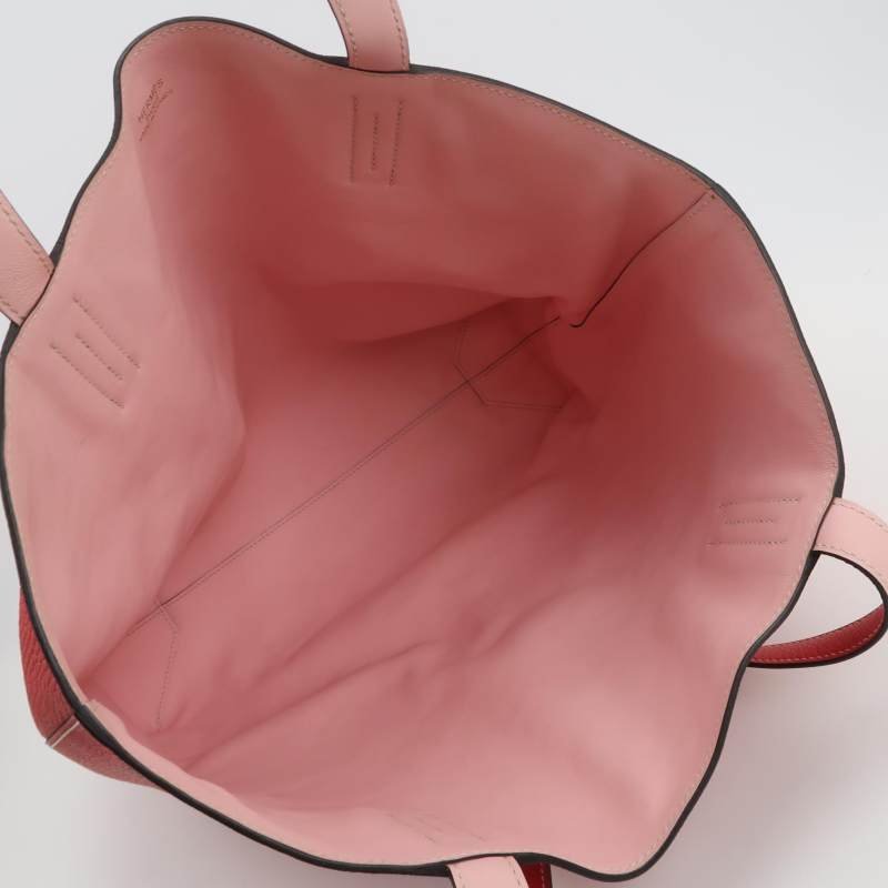 Hermes Double Sens單肩包Swift牛皮TC牛皮3Q櫻花粉A5杜鵑紅框R刻-6