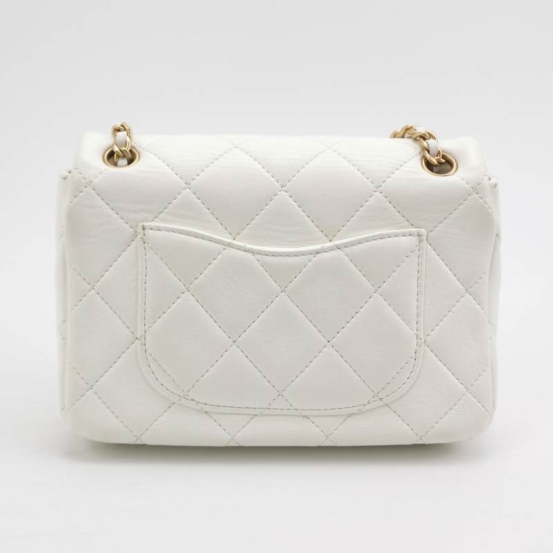 Chanel Classic Flap季節限定款方胖子羊皮菱格絎縫雙C扣皮穿鏈斜挎包單肩包-4