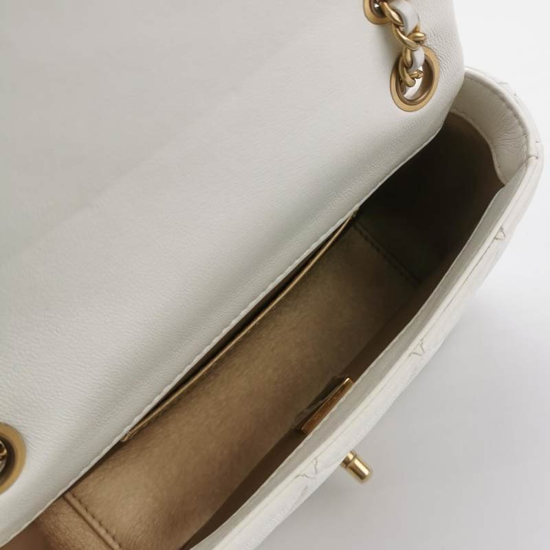 Chanel Classic Flap季節限定款方胖子羊皮菱格絎縫雙C扣皮穿鏈斜挎包單肩包-6