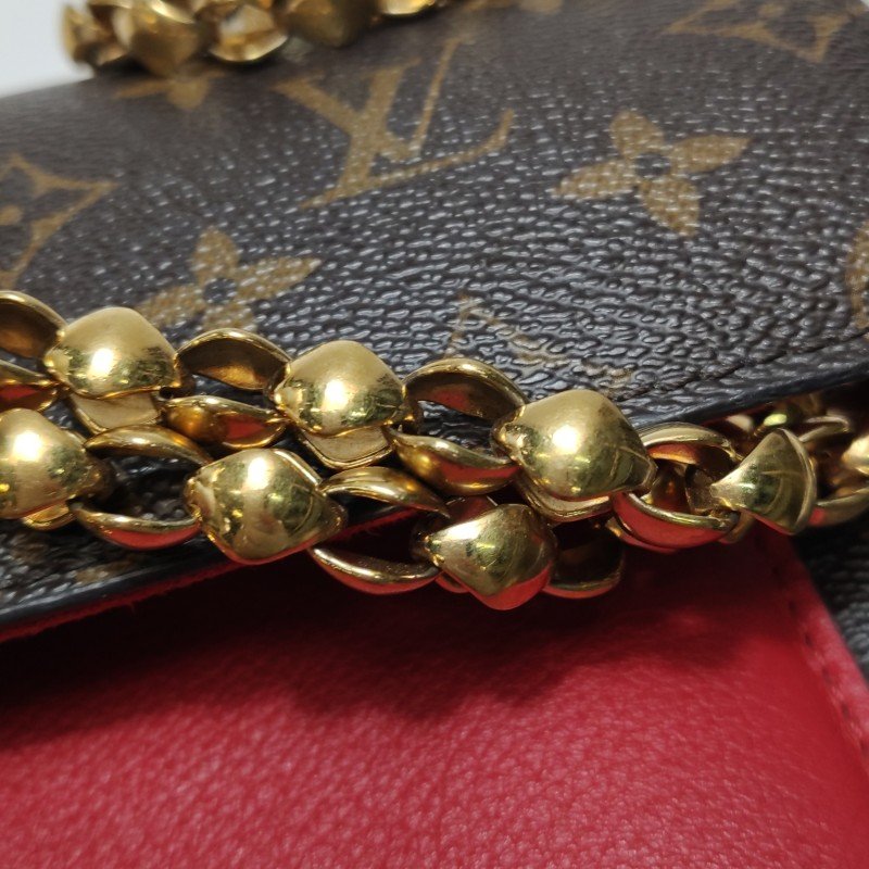 Louis Vuitton(LV)Victoire維多利亞中號牛皮老花拼皮鈎扣單肩包晶片款-10