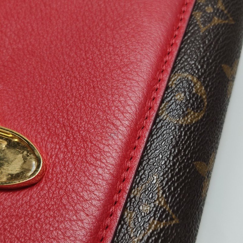 Louis Vuitton(LV)Victoire維多利亞中號牛皮老花拼皮鈎扣單肩包晶片款-13