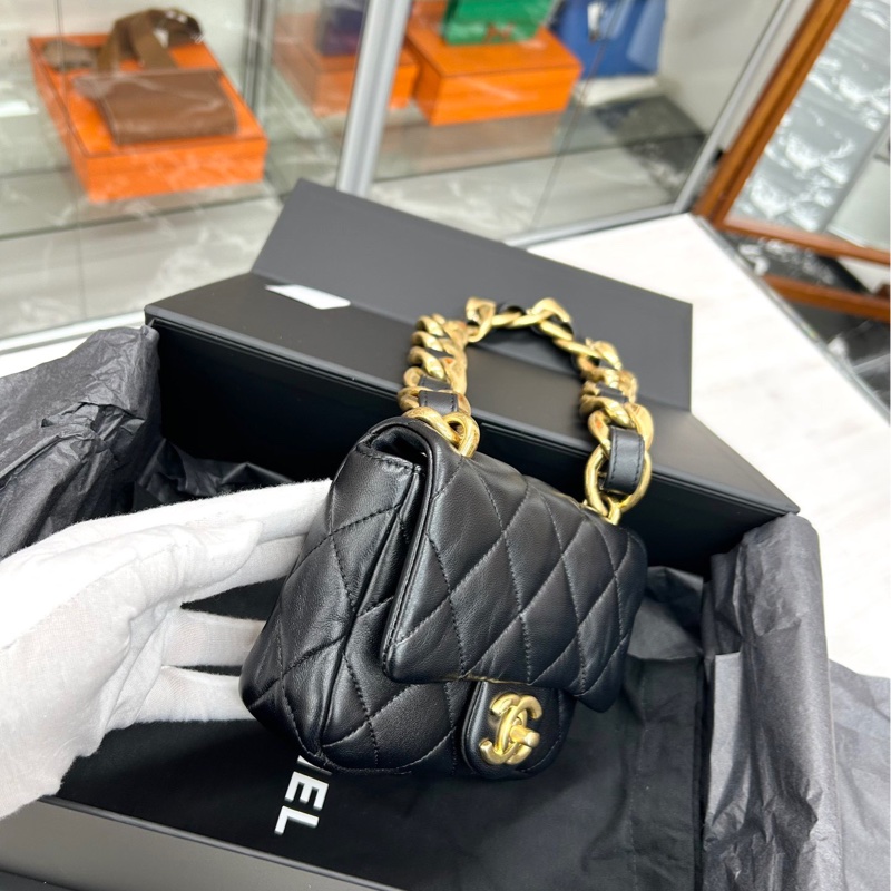 【98🆕】Chanel 22S芯片 黑金小號粗鏈腋下包-1