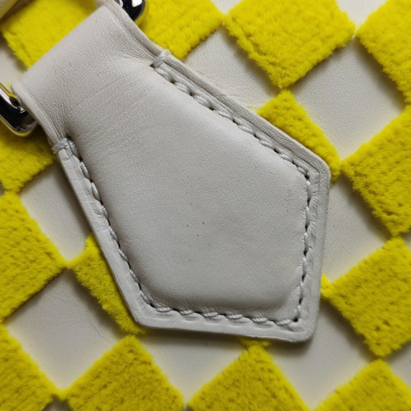 Louis Vuitton(LV)Speedy牛皮絨布拼色棋盤格拉鏈手提包-10