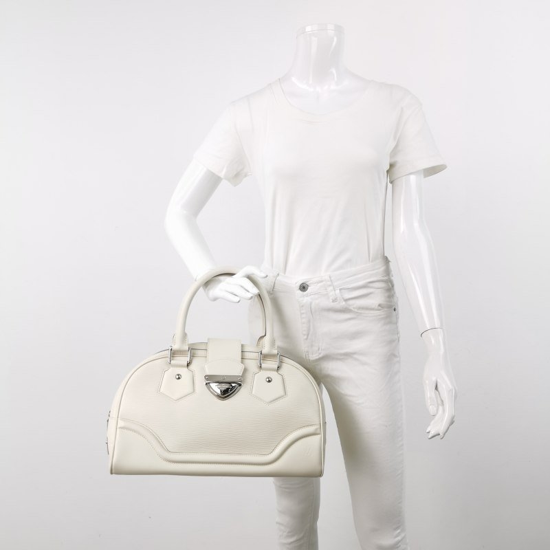 Louis Vuitton(LV)Montaigne蒙田包牛皮純色水波紋Logo浮雕鉚釘手提包-1